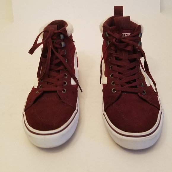 Vans Guard Women's Filmore High Top Sneakers Red Suede Sherpa Size 8 - Picture 3 of 16